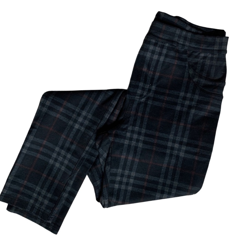 Plaid Print Skinny Leg Work Pant